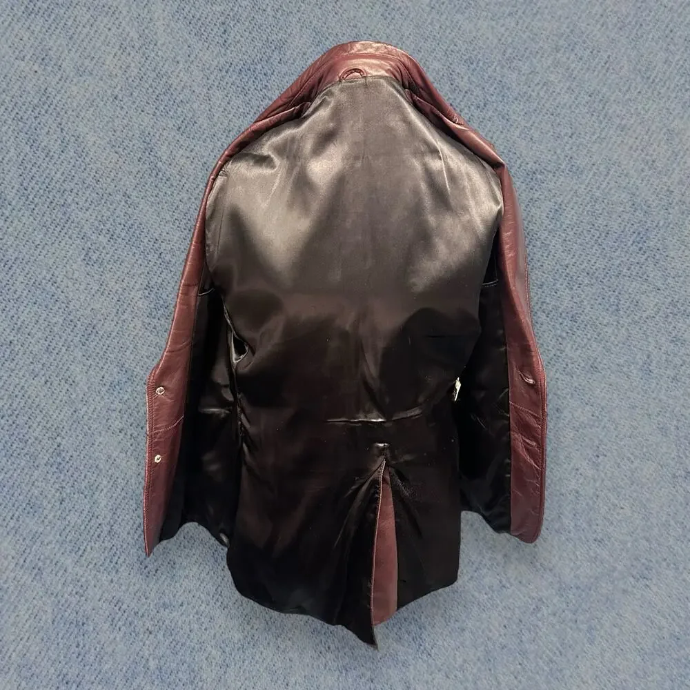 Vintage London Fog Men’s Burgundy Leather Blazer - Size 44 Regular - Picture 4 of 6